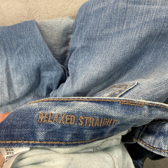 American Eagle Jeans Men 32x34 Relaxed Straight Distressed Blue Denim Streetwear - Picture 5 of 14